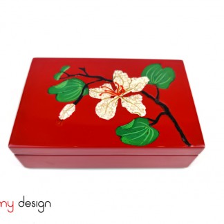 Red rectangular lacquer box attached with eggshell Ban flower 11*17*H5 cm